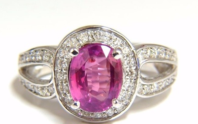 2.68ct natural vivid pink sapphire diamonds ring 18kt split shank mod+