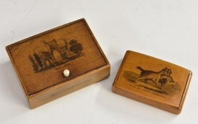 A 19th century sycamore rectangular snuff box, hinged