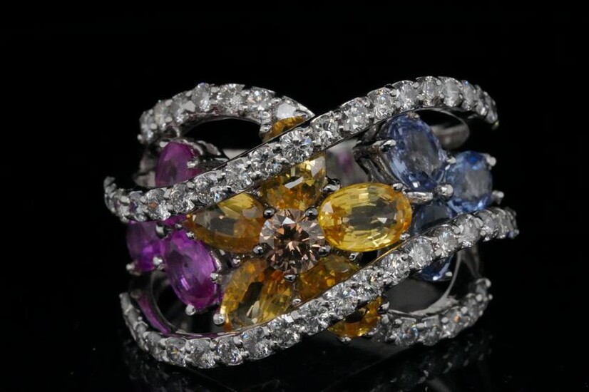 5.00ctw Sapphire, 1.30ctw Diamond & 18K Ring