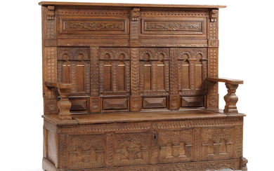 An English Renaissance Style Oak Bench