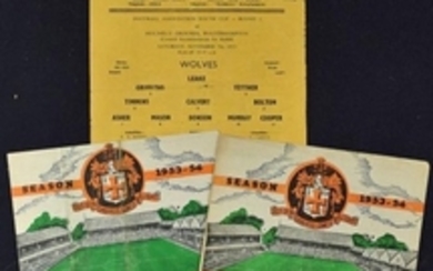 1953 1954 WOLVERHAMPTON WANDERERS YOUTH V DERBY COUNTY YOUTH FA YOUTH ROUND 2 WOLVERHAMPTON WANDERERS CHAMPIONS OF CENTRAL LEAGUE V REST OF CENTRAL LEAGUE
