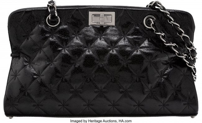 58275: Chanel Black Quilted Patent Leather Shoulder Bag