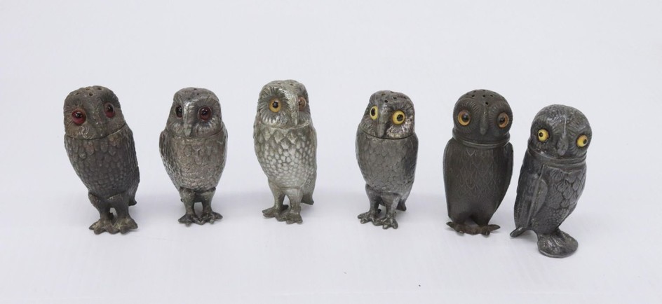 (6) FIGURAL OWL SHAKERS