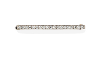 A diamond, palladium and 14k gold bar brooch,, Tiffany & Co.