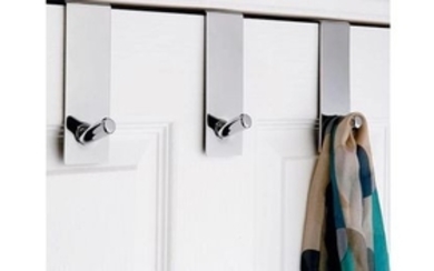 Argos Home Set of 3 Chunky Over Door Coat Hooks - Chrome