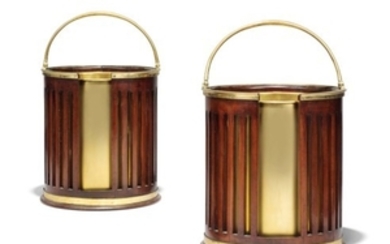 A PAIR OF BRASS-BOUND MAHOGANY PLATE BUCKETS, LATE 19TH CENTURY