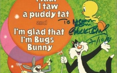 Chuck Jones signed to cover of 45rpm Bugs Bunny record. Good Condition. All signed pieces come with a Certificate of Authenticity....