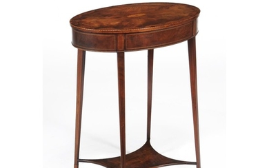 A George III mahogany and inlaid oval occasional table