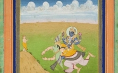 Lord Vishnu on Garuda appears to a...