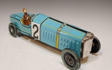Paya Tin Wind-Up Blue Bugatti Race Car Re-Issue
