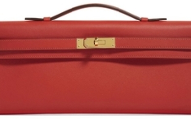 A ROUGE TOMATE SWIFT LEATHER KELLY CUT WITH GOLD HARDWARE, HERMÈS, 2016