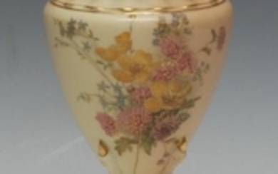 A Royal Worcester ovoid vase, printed and painted with