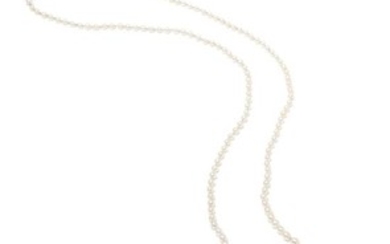 A Single Strand Graduated Natural Pearl Necklace