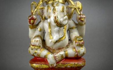 Southeast Asian Polychrome Marble Ganesha