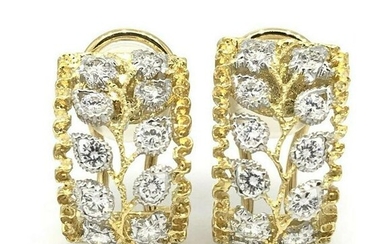 .80 ct Wide Diamond Hoop Huggie Earrings in Two-tone18k
