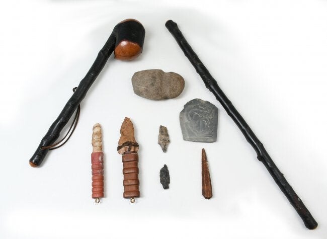 9 PC. NATIVE AMERICAN INDIAN TOOLS & WEAPONS