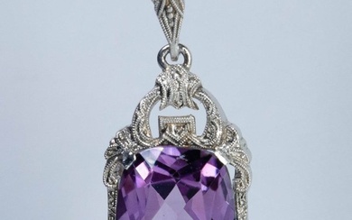 935 Silver - Necklace with pendant - 9.50 ct - Amethyst (tested)