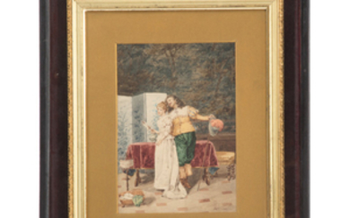 Aurelio Roberti. The Courtship, watercolor