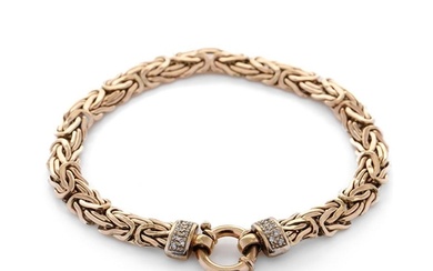 9ct yellow gold fancy link bracelet, highlighted with white ...