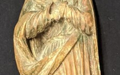 A 16th century Spanish wooden carving of Madonna, remnants...