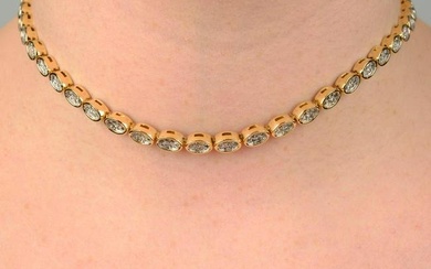 A 1970s 18ct gold single-cut diamond necklace, by Kutchinsky.Estimated total diamond weight