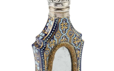 A 19th century French Limoges enamel scent bottle, of shaped...