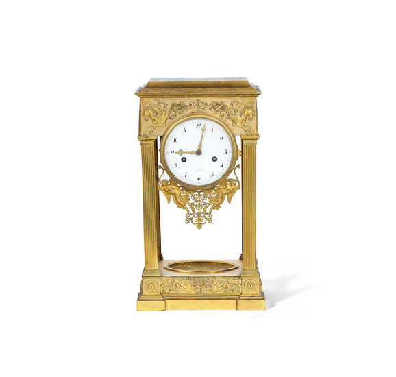 A 19th century French gilt bronze portico clock