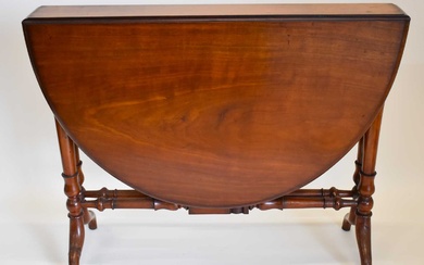 A 19th century mahogany Sutherland oval top table with turned...