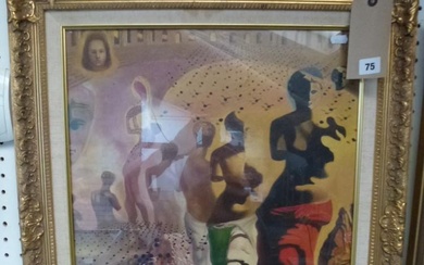 A 20th century Surrealist School oil on canvas board...