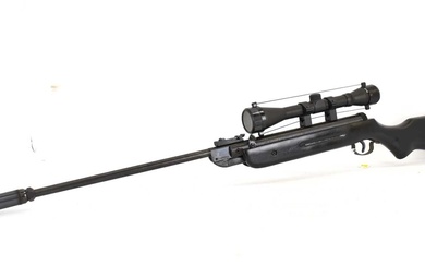 A .22 break barrel air rifle, with later painted black...