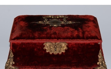 A Baroque Revival gilt-metal mounted claret plush velvet jew...