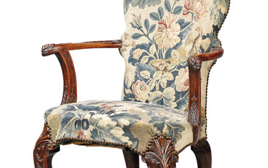 A CHINESE EXPORT PADOUK OPEN ARMCHAIR, CIRCA 1730, ASSEMBLED IN ENGLAND