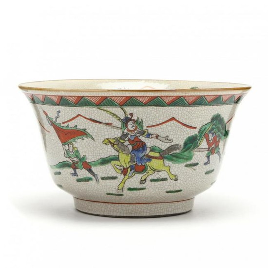 A Chinese Crackle Glaze Warriors Bowl