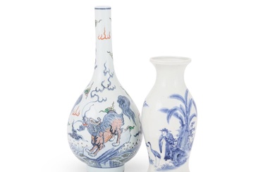 A Chinese Doucai 'Mythical beasts' bottle vase