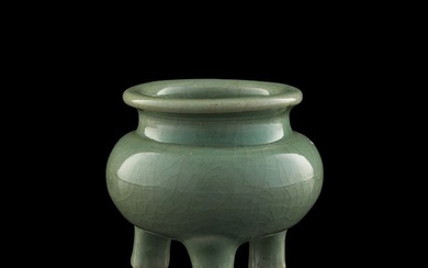 A Chinese Longquan celadon-glazed tripod censer, Ming dynasty