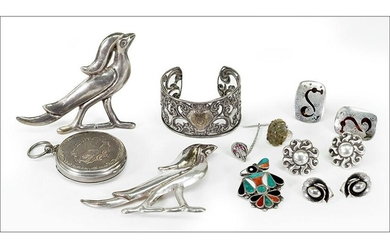 A Collection of Sterling Silver Jewelry.
