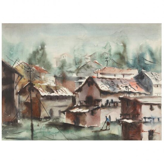 A Contemporary Painting of a Village in India