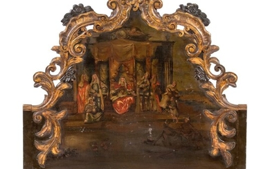 A Continental Carved, Parcel-Gilt and Polychromed Panel