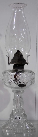 A EDWARDIAN GLASS OIL LAMP