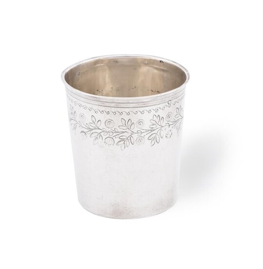 A FRENCH SILVER STRAIGHT-TAPERED BEAKER, THEODORE TONNELIER