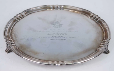 A George VI silver salver, of shaped circular...
