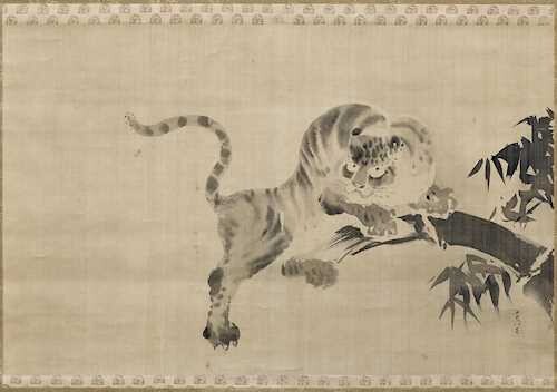 A KAKEMONO DEPICTING A TIGER IN THE STYLE OF KANO TSUNENOBU (1636–1713).