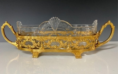 A LARGE DORE BRONZE AND BACCARAT GLASS CENTERPIECE