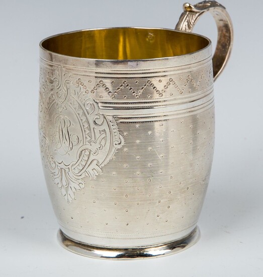 A LARGE SILVER HANDLED CUP. France, 19th century.