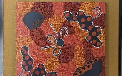 A Large Unsigned Oil On Board Aboriginal Painting