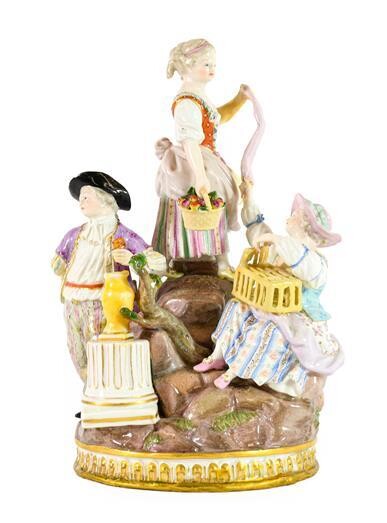 A Meissen Porcelain Figure Group, circa 1900, modelled as two...