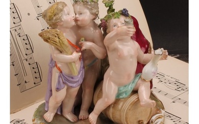 A Meissen figure group, The Four Seasons, as four revelling ...