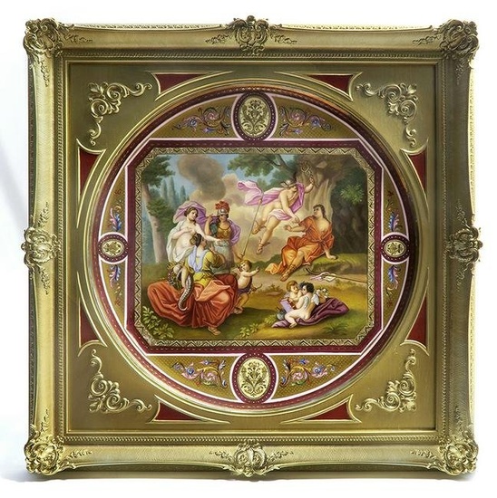 A Monumental Framed Royal Vienna Charger, 19th C.