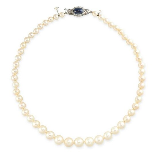 A PEARL, SAPPHIRE AND DIAMOND NECKLACE comprising a