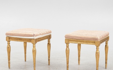 A Pair of Gustavian Style Stools, late 19th Century